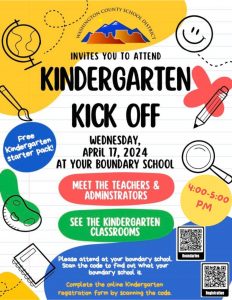 Kindergarten Kick Off on Wednesday, April 17 from 4-5PM at Water Canyon Elementary
