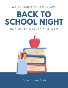 WCES Back to School Open House August 7, 3-5 PM