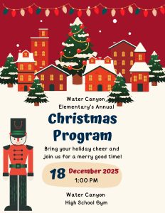 WCES Christmas Program 18 December 2025 at 1:00 PM in the high school gym