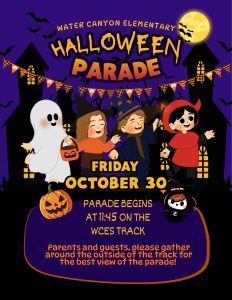 WCES Halloween Parade October 30 at 11:45 AM on the track