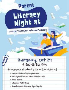 WCES Parent Literacy Night Thursday, Octobero 29 at 4:30-5:30 PM